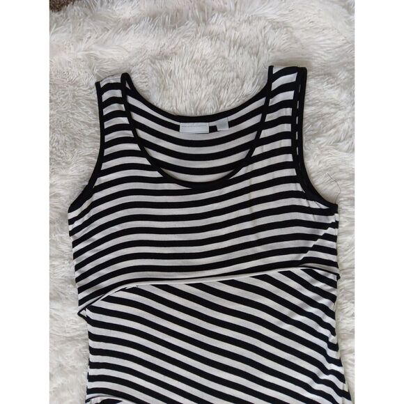 New York & Co Sleeveless Black & White Striped Long/Maxi Dress Sz Small - Picture 2 of 10